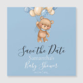 Teddy Bear Balloon Blue Baby Shower日付を保存 (正面)