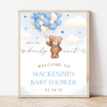 Teddy Bear Balloon Boy Baby Showerウェルカムサイン