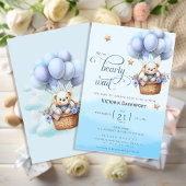 Teddy Bear Balloon Boy Baby Shower Invitation 招待状