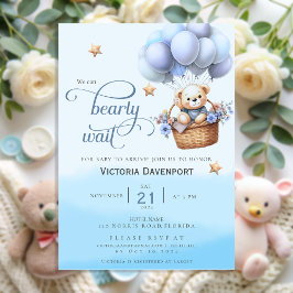 Teddy Bear Balloon Boy Baby Shower Invitation 招待状