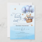 Teddy Bear Balloon Boy Baby Shower Invitation 招待状 (正面)