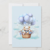 Teddy Bear Balloon Boy Baby Shower Invitation 招待状 (裏面)