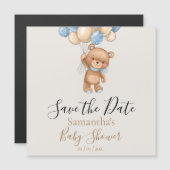 Teddy Bear Balloon Brown Baby Shower日付を保存 (正面/裏面)