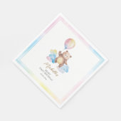 Teddy Bear Balloon Clouds Beary First Birthday スタンダードランチョンナプキン (角)
