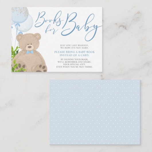 Teddy Bear Balloon Greeneryベビーブックリクエスト エンクロージャーカード (正面/裏面)