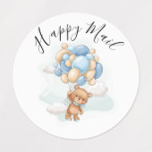 Teddy Bear Balloon Happy Mailベビーシャワーラベル ラベル (デザイン2)
