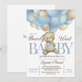 Teddy Bear Balloon Theme Baby Shower Invitation 招待状 (正面/裏面)