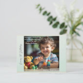 Teddy Bear Balloonsキッズフォト誕生日 シーズンポストカード (スタンド正面)