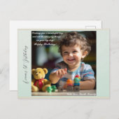 Teddy Bear Balloonsキッズフォト誕生日 シーズンポストカード (正面/裏面)