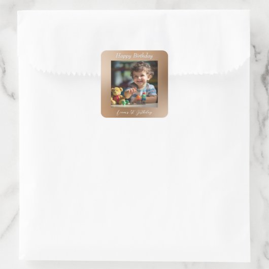 Teddy Bear Balloonsキッズフォト誕生日 スクエアシール (バッグ)