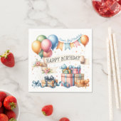 Teddy Bear Balloonsキッズフォト誕生日 スタンダードカクテルナプキン (インサイチュ)