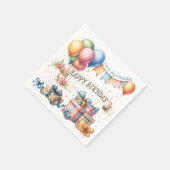 Teddy Bear Balloonsキッズフォト誕生日 スタンダードカクテルナプキン (角)