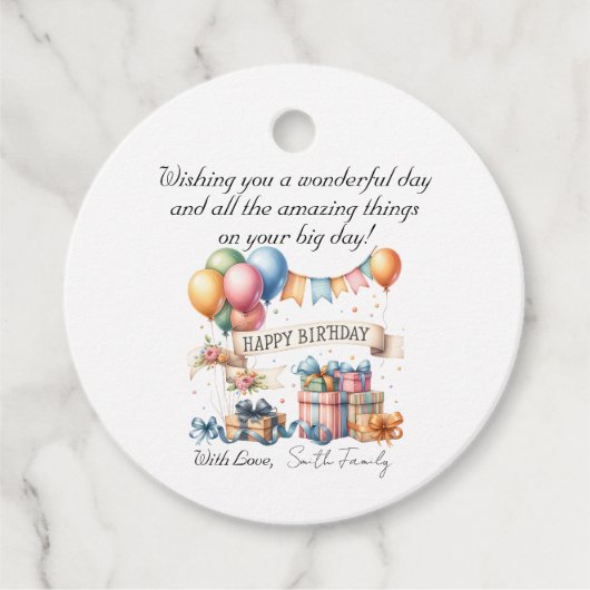 Teddy Bear Balloonsキッズフォト誕生日 フェイバータグ (正面)