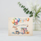 Teddy Bear Balloonsキッズフォト誕生日 ポストカード (スタンド正面)