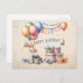 Teddy Bear Balloonsキッズフォト誕生日 ポストカード (正面/裏面)