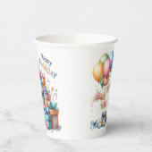 Teddy Bear Balloonsキッズフォト誕生日 紙コップ (左)