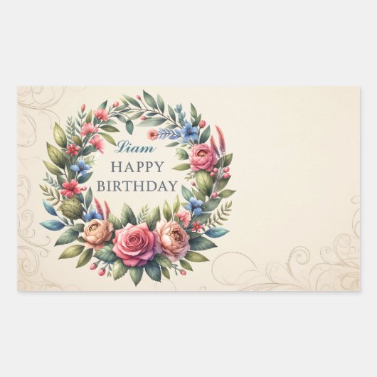 Teddy Bear Balloonsキッズフォト誕生日 長方形シール (正面)