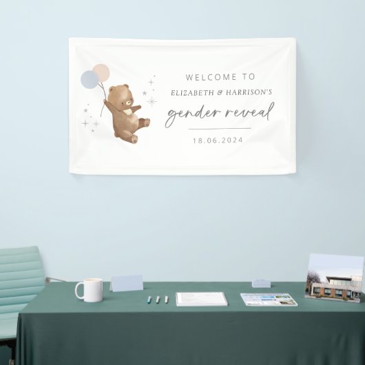 Teddy Bear Balloons性別がウェルカムサインを明らかにする 横断幕 (トレードショー)