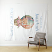 Teddy Bear Balloons誕生日背景 タペストリー (インサイチュ(横))