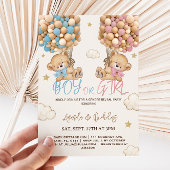 Teddy Bear Balloons雲と星のジェンダーの明け 招待状