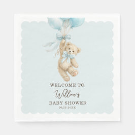 Teddy Bear Balloons Baby Shower Napkins スタンダードランチョンナプキン