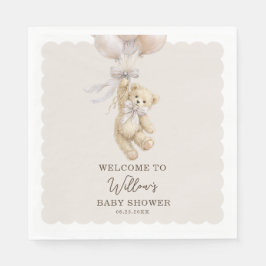 Teddy Bear Balloons Baby Shower Napkins スタンダードランチョンナプキン