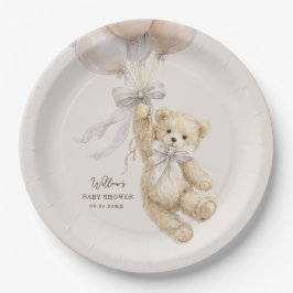 Teddy Bear Balloons Baby Shower Paper Plates ペーパープレート