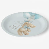 Teddy Bear Balloons Baby Shower Paper Plates ペーパープレート (アングル)