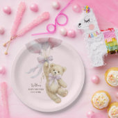 Teddy Bear Balloons Baby Shower Paper Plates ペーパープレート (パーティー)