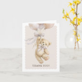 Teddy Bear Balloons Baby Shower Thank You Cards カード (黄色い花)