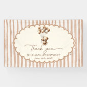 Teddy Bear Balloons Brown Stripes Birthday 横断幕 (横)
