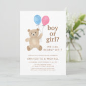 Teddy Bear Balloons Gender Reveal 招待状 (スタンド正面)