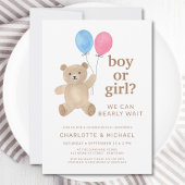 Teddy Bear Balloons Gender Reveal 招待状
