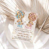 Teddy Bear Balloons He Or Her Gender Reveal 招待状