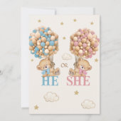 Teddy Bear Balloons He Or Her Gender Reveal 招待状 (裏面)