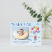 Teddy Bear Balloons Kids写真誕生日ありがとう ポストカード (スタンド正面)