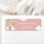 Teddy Bear Balloons Pink Baby Shower Label ラベル (インサイチュ)