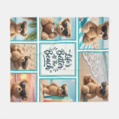 Teddy Bear Beach Blanket, Cute Bear Sunglasses  フリースブランケット (正面(横))