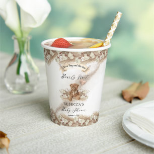 Teddy Bear Bearly待つことができGreige Boy Baby Shower 紙コップ