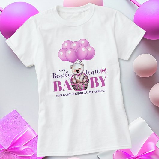 Teddy Bear Bearly There Pink Baby Shower Tシャツ