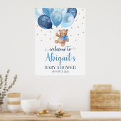 Teddy Bear Bearly Wait Welcome Baby Shower Poster ポスター (キッチン)