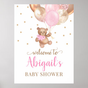Teddy Bear Bearly Wait Welcome Baby Shower Poster ポスター