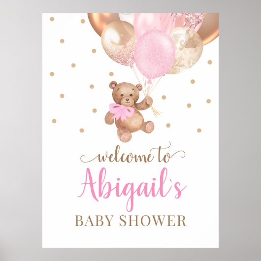 Teddy Bear Bearly Wait Welcome Baby Shower Poster ポスター (正面)