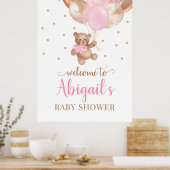 Teddy Bear Bearly Wait Welcome Baby Shower Poster ポスター (キッチン)