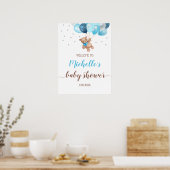 Teddy Bear Bearly Wait Welcome Baby Shower Poster ポスター (キッチン)