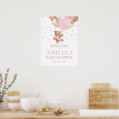Teddy Bear Bearly Wait Welcome Baby Shower Poster ポスター (キッチン)