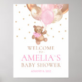 Teddy Bear Bearly Wait Welcome Baby Shower Poster ポスター (正面)