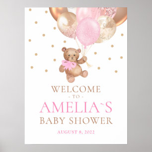 Teddy Bear Bearly Wait Welcome Baby Shower Poster ポスター