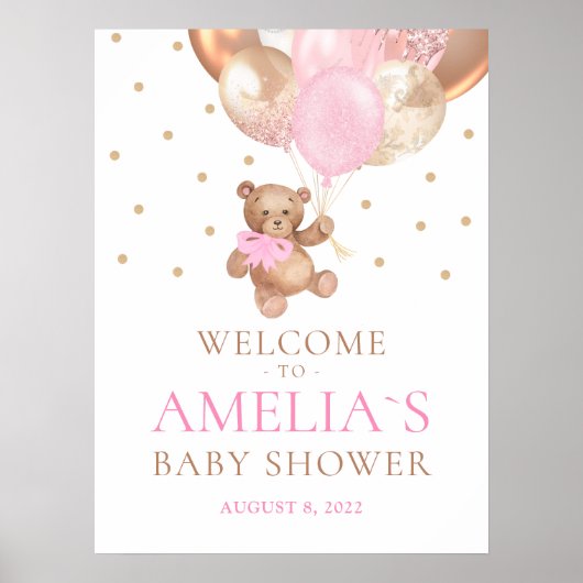 Teddy Bear Bearly Wait Welcome Baby Shower Poster ポスター (正面)