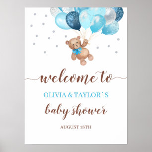 Teddy Bear Bearly Wait Welcome Baby Shower Poster ポスター